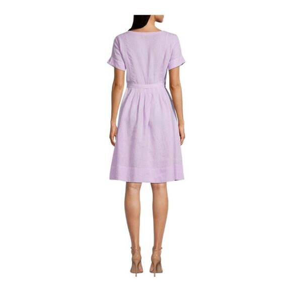 Rosso35 Purple Short Sleeved Linen Dress Size 4 (40) - Picture 2 of 7